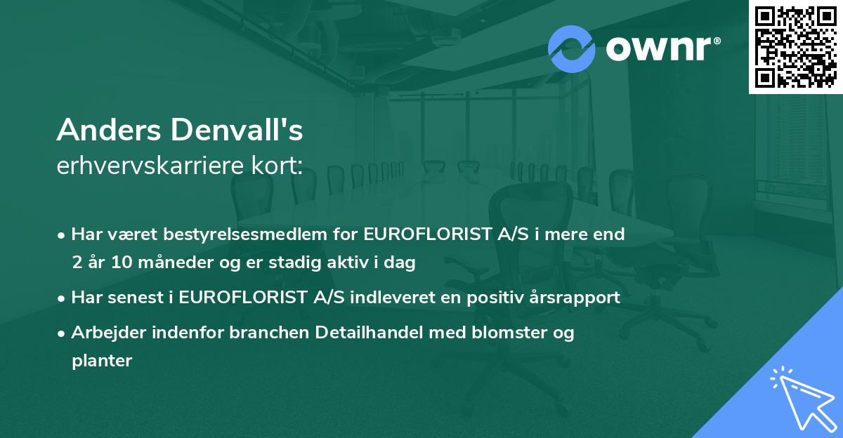Anders Denvall's erhvervskarriere kort