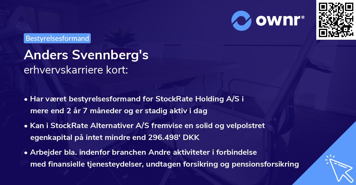 Anders Svennberg's erhvervskarriere kort