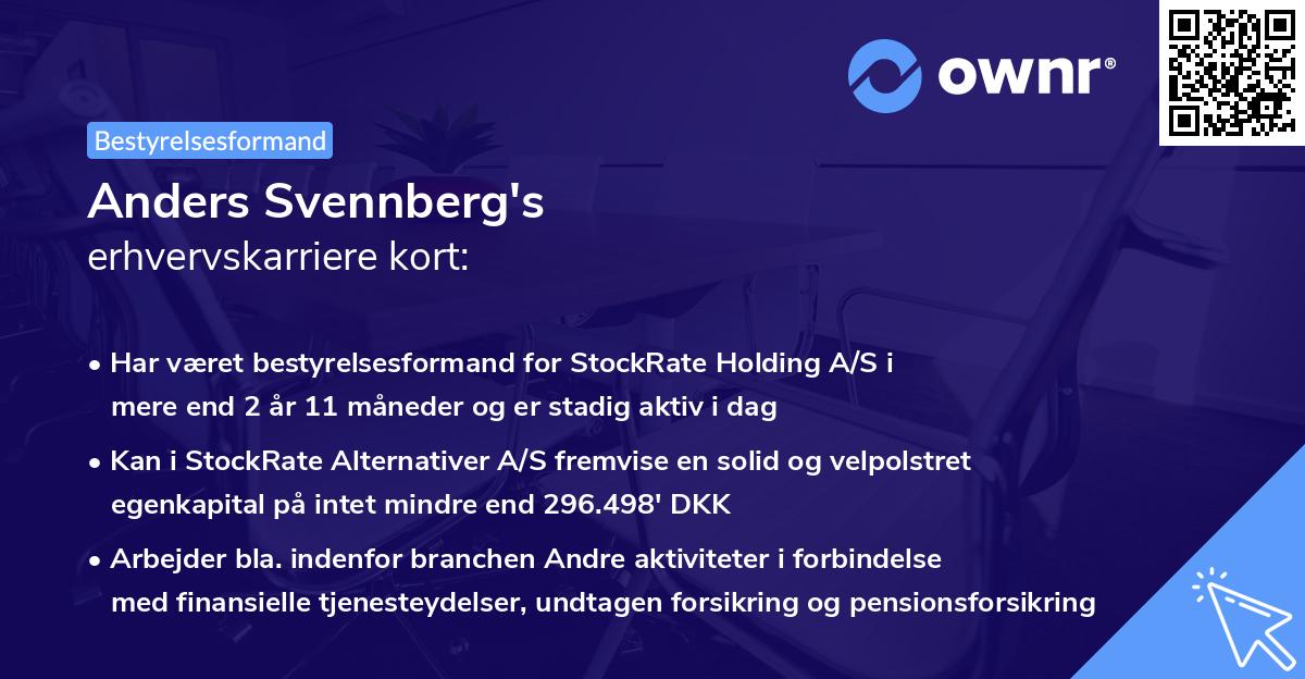 Anders Svennberg's erhvervskarriere kort