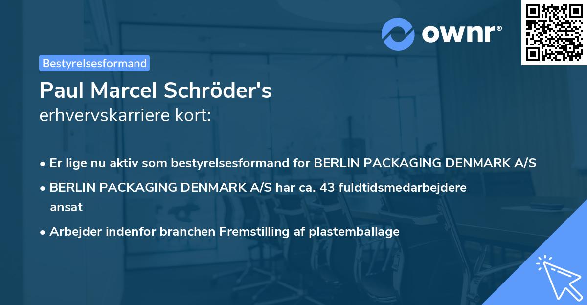 Paul Marcel Schröder's erhvervskarriere kort