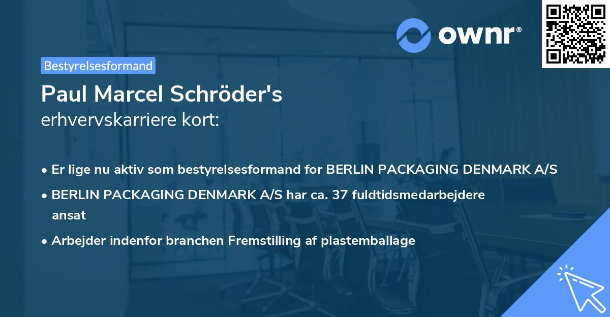 Paul Marcel Schröder's erhvervskarriere kort