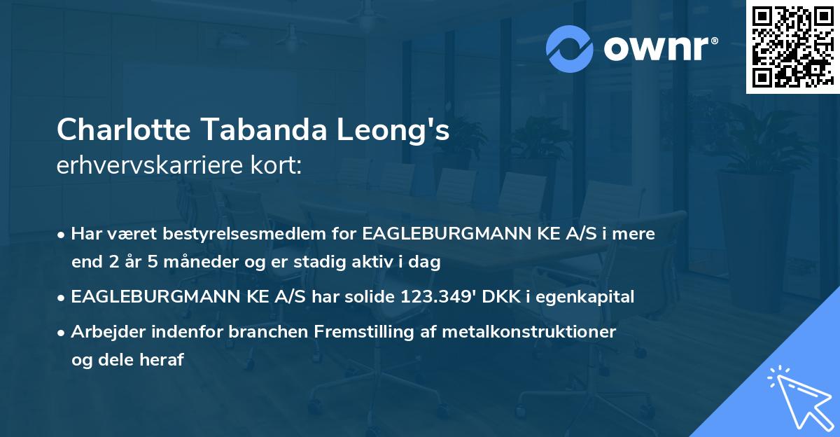 Charlotte Tabanda Leong's erhvervskarriere kort
