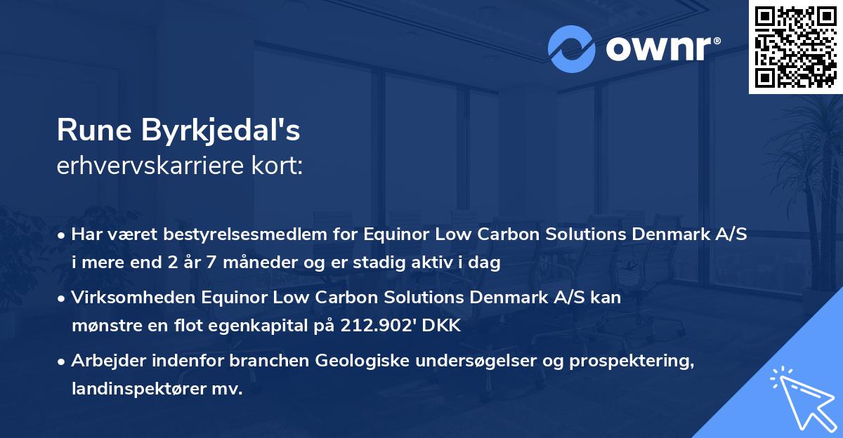 Rune Byrkjedal's erhvervskarriere kort