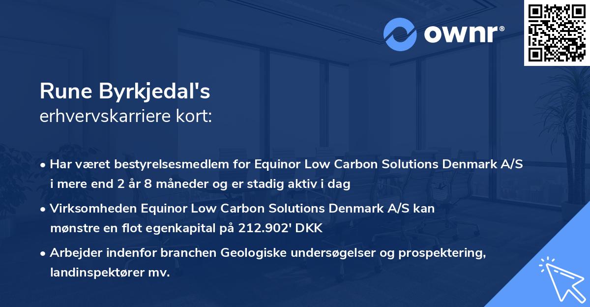Rune Byrkjedal's erhvervskarriere kort