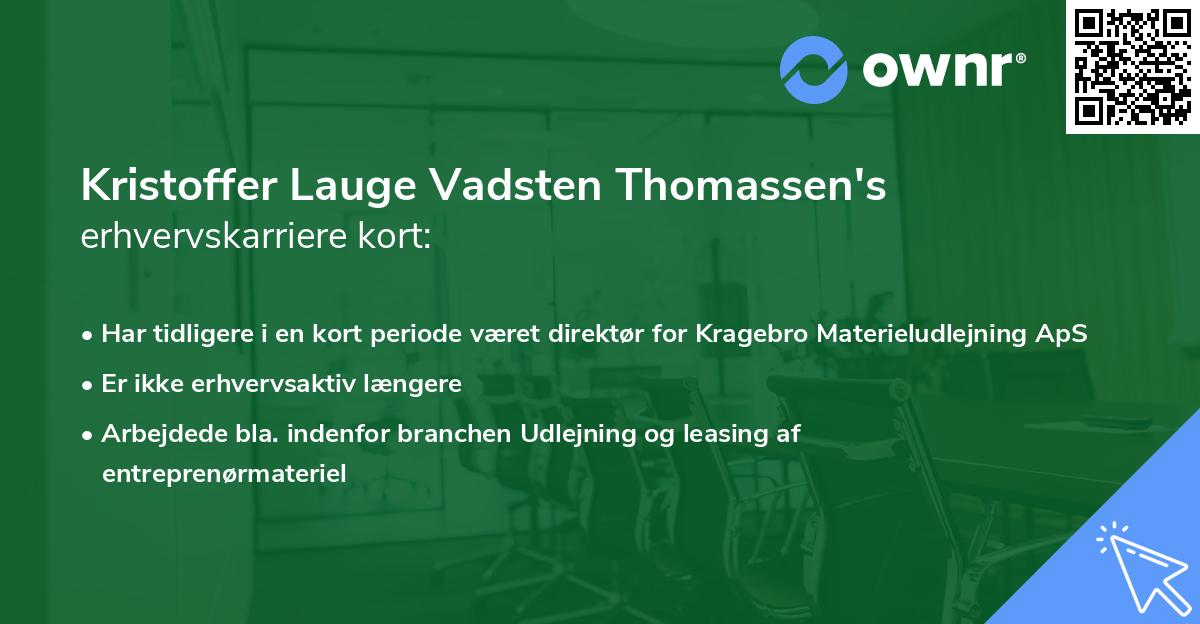 Kristoffer Lauge Vadsten Thomassen's erhvervskarriere kort