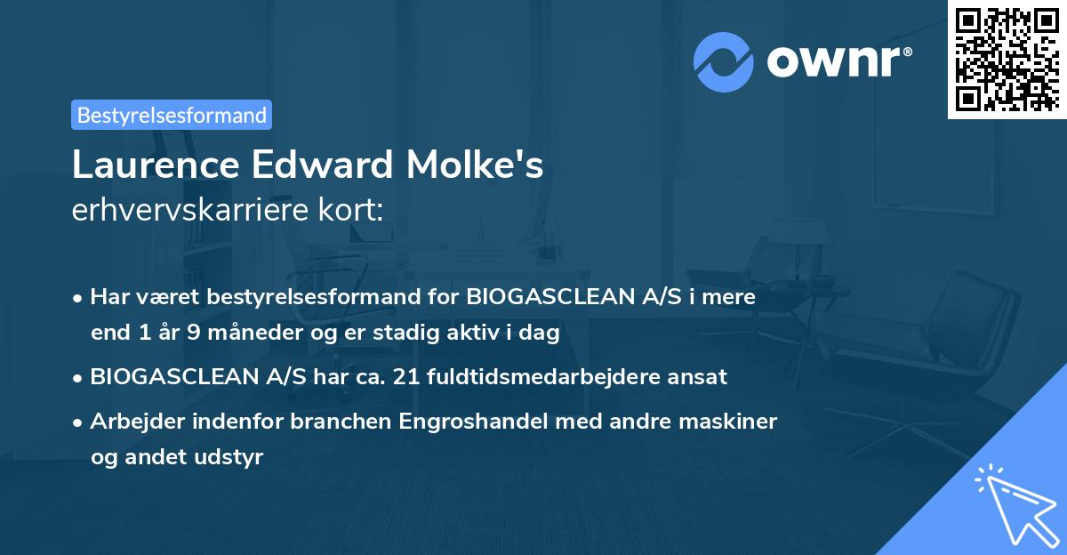 Laurence Edward Molke's erhvervskarriere kort