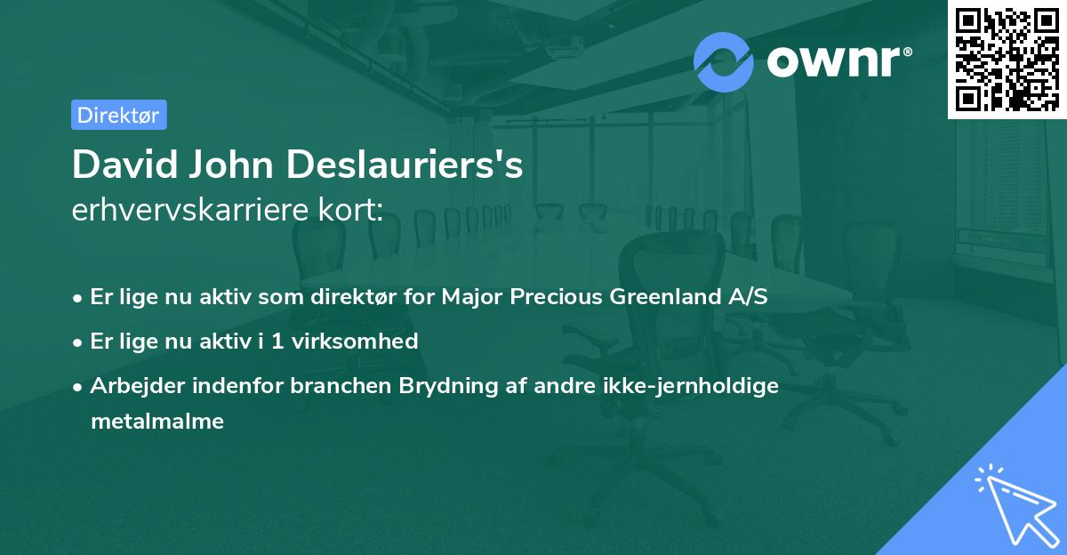 David John Deslauriers's erhvervskarriere kort