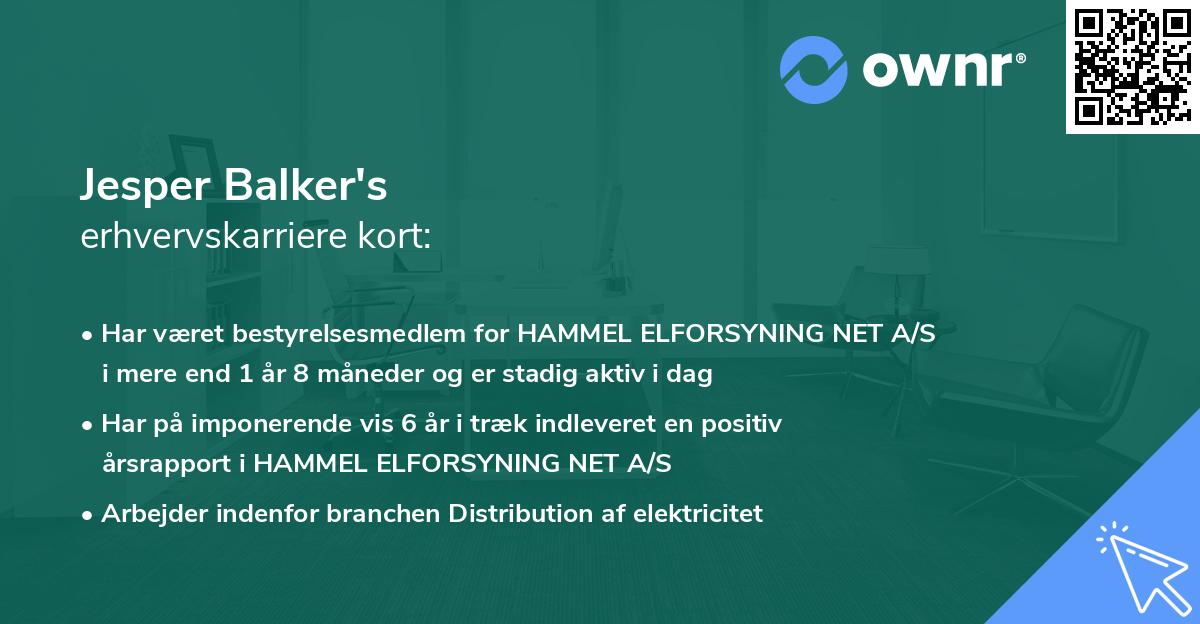 Jesper Balker's erhvervskarriere kort