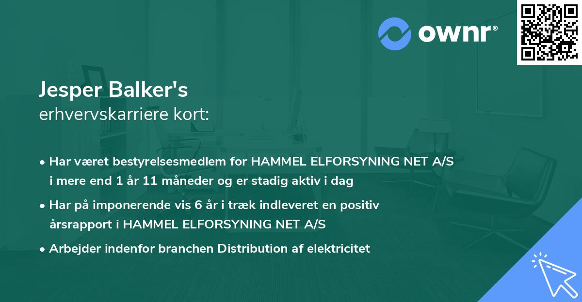 Jesper Balker's erhvervskarriere kort