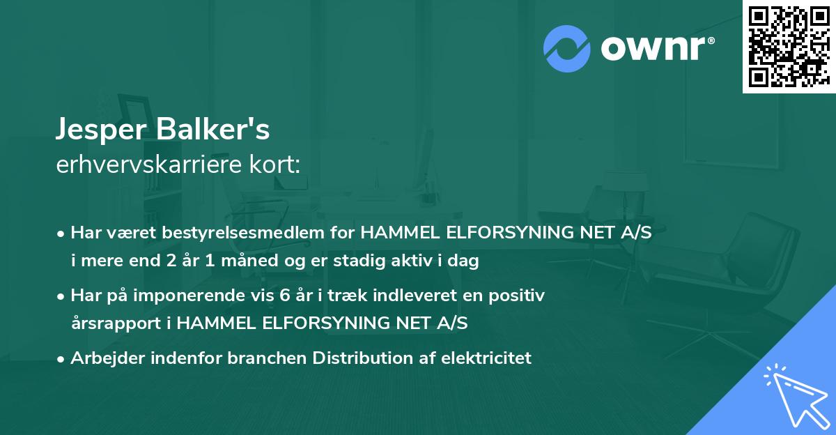 Jesper Balker's erhvervskarriere kort