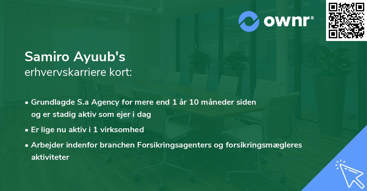 Samiro Ayuub's erhvervskarriere kort