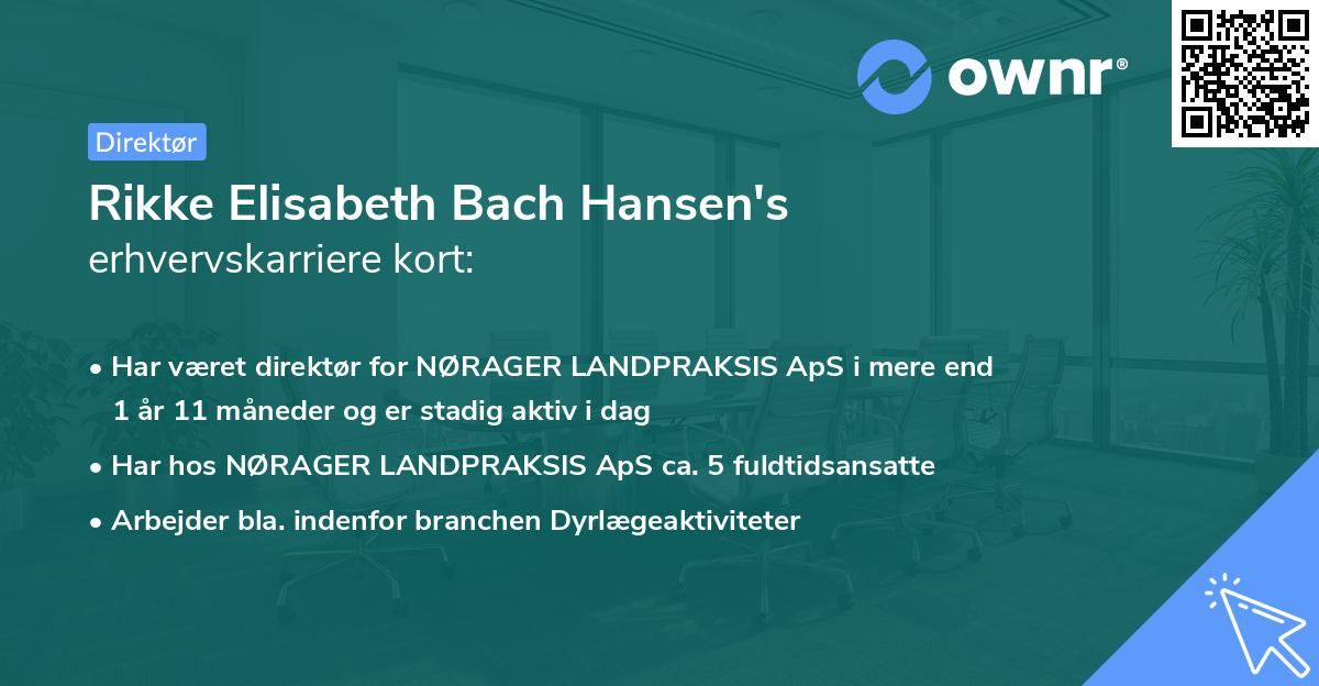 Rikke Elisabeth Bach Hansen's erhvervskarriere kort