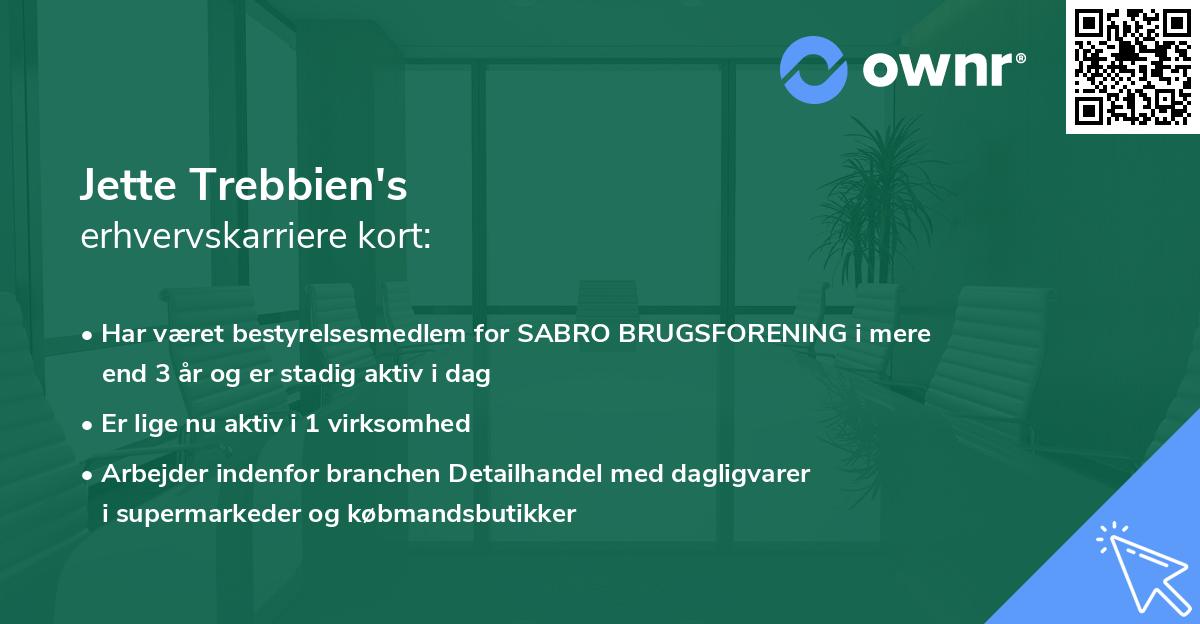 Jette Trebbien's erhvervskarriere kort