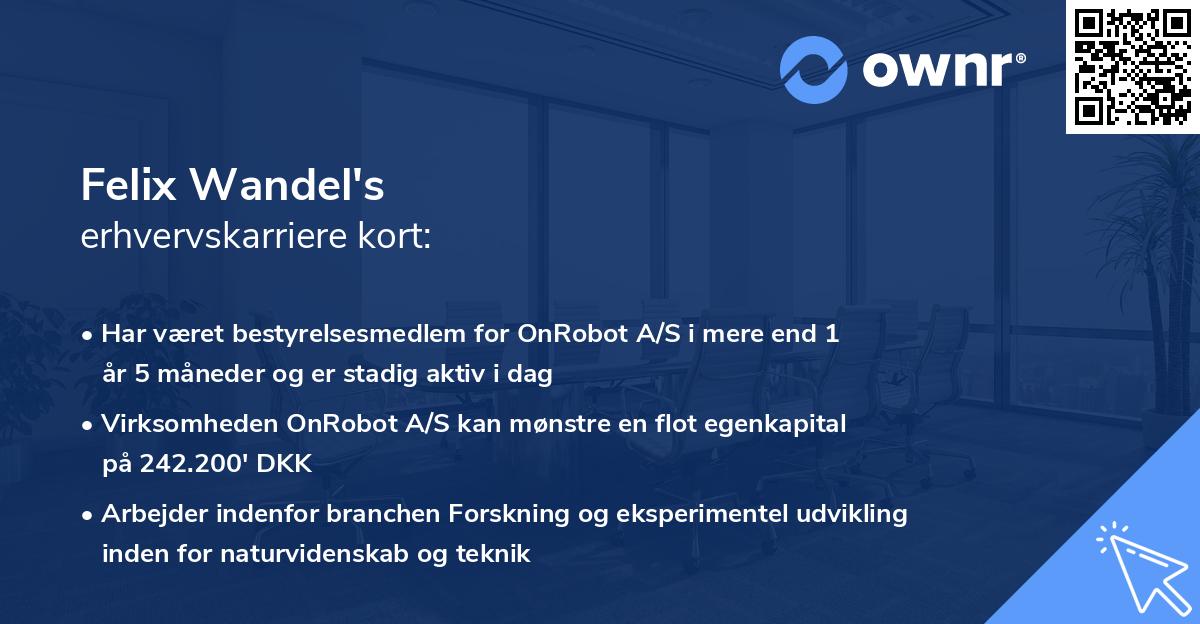 Felix Wandel's erhvervskarriere kort