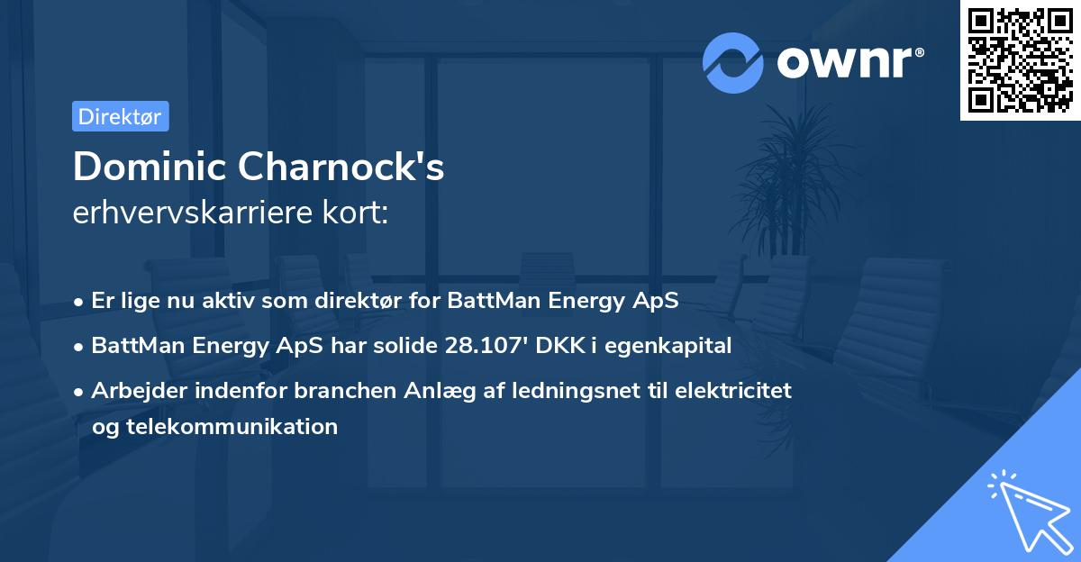 Dominic Charnock's erhvervskarriere kort