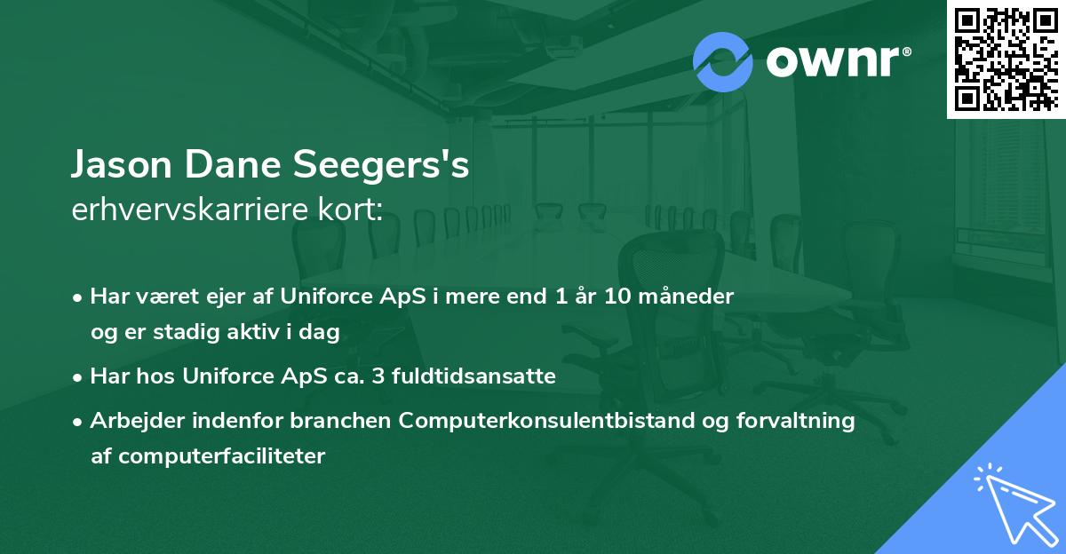 Jason Dane Seegers's erhvervskarriere kort
