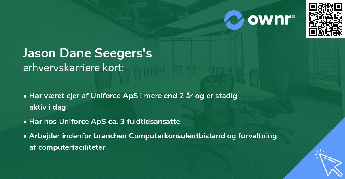 Jason Dane Seegers's erhvervskarriere kort