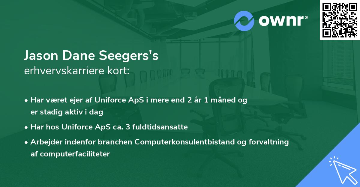 Jason Dane Seegers's erhvervskarriere kort