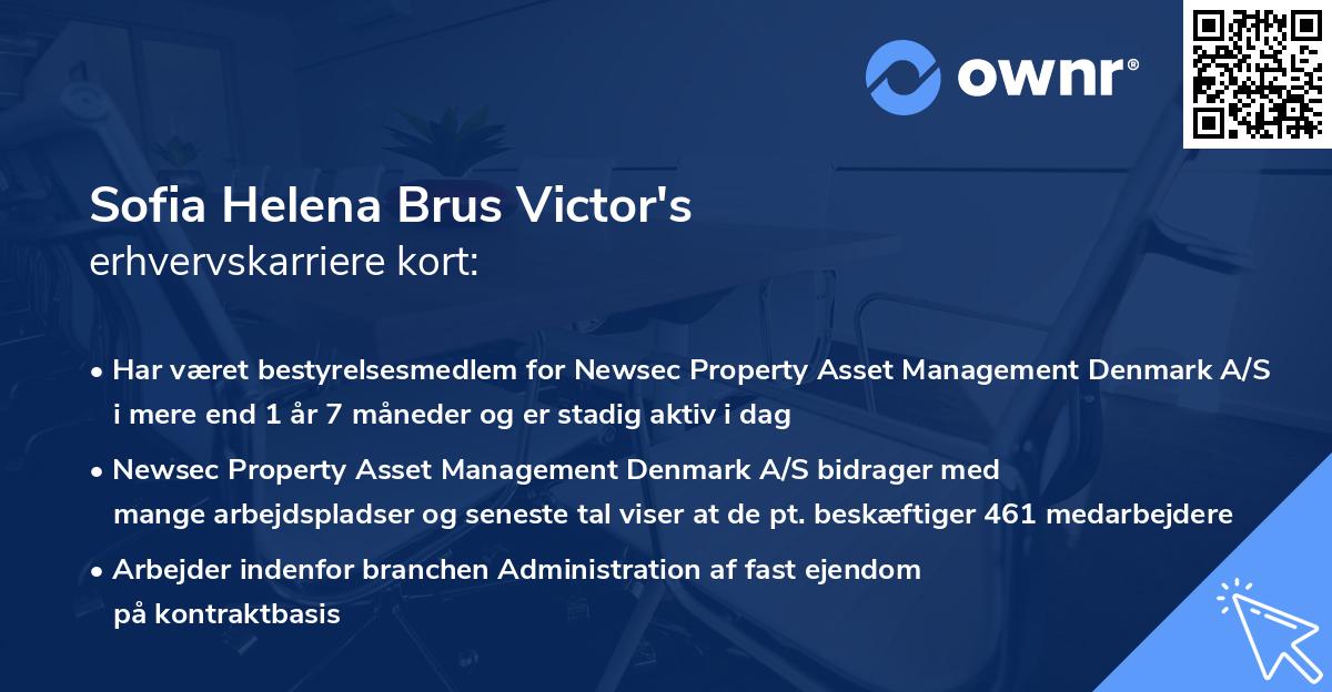 Sofia Helena Brus Victor's erhvervskarriere kort