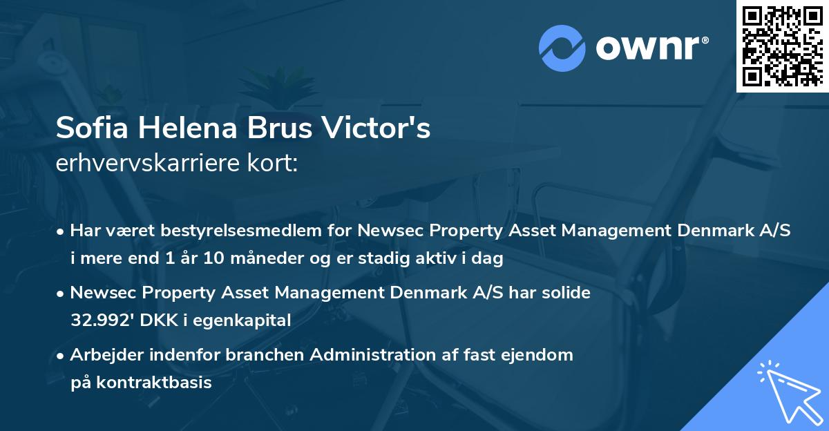 Sofia Helena Brus Victor's erhvervskarriere kort