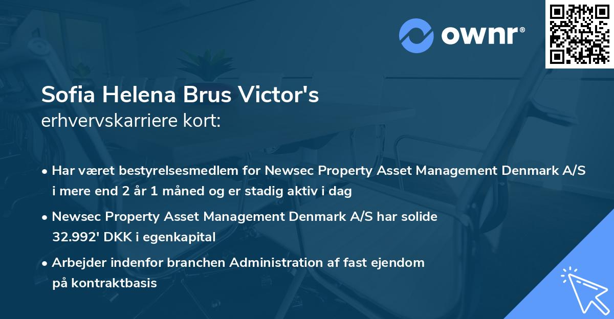 Sofia Helena Brus Victor's erhvervskarriere kort