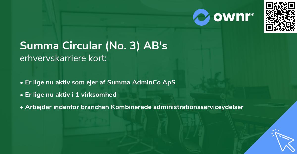 Summa Circular (No. 3) AB's erhvervskarriere kort