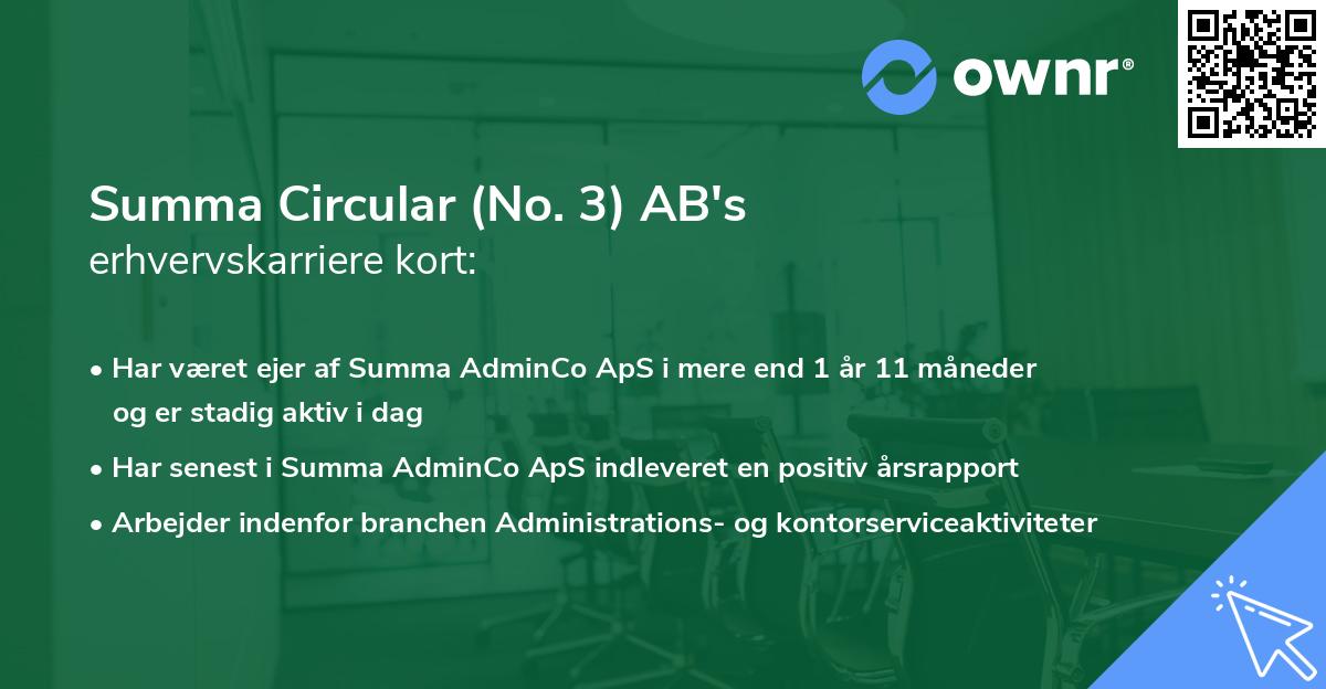 Summa Circular (No. 3) AB's erhvervskarriere kort