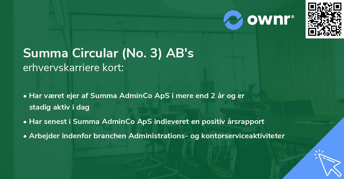 Summa Circular (No. 3) AB's erhvervskarriere kort