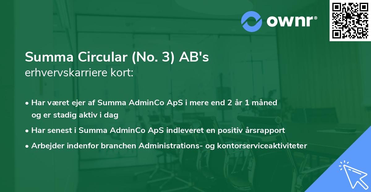 Summa Circular (No. 3) AB's erhvervskarriere kort