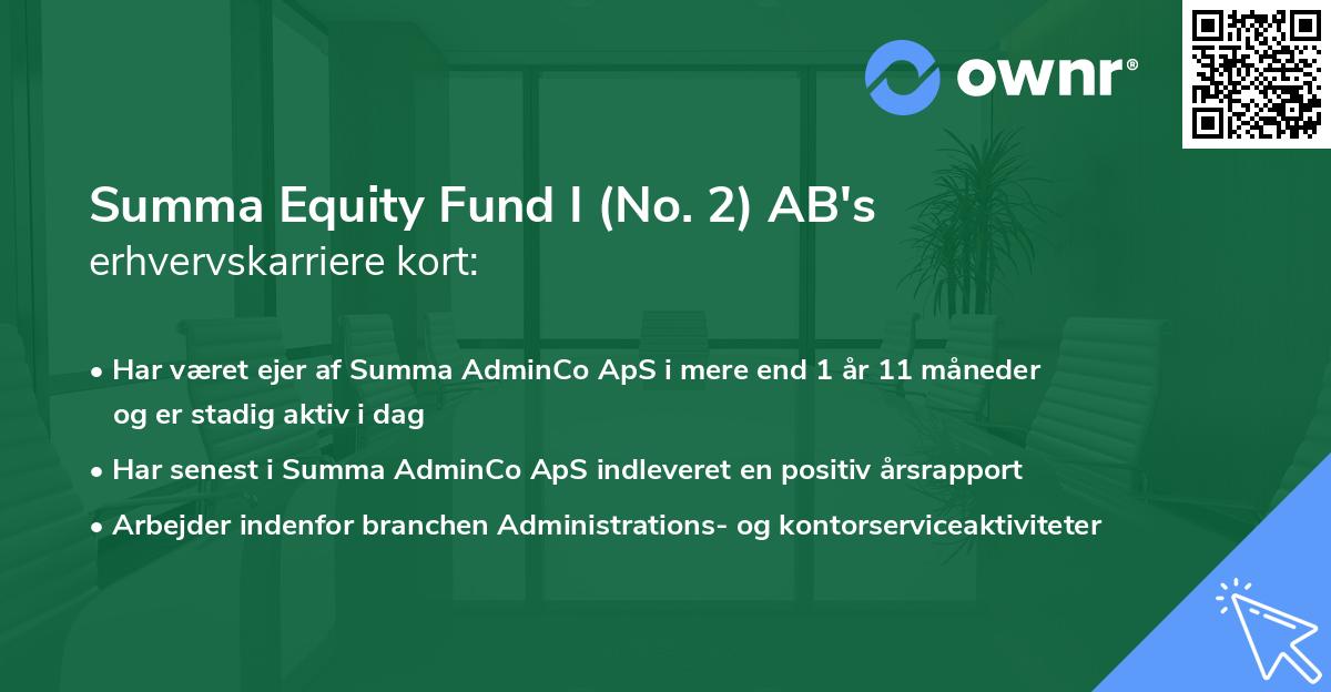 Summa Equity Fund I (No. 2) AB's erhvervskarriere kort