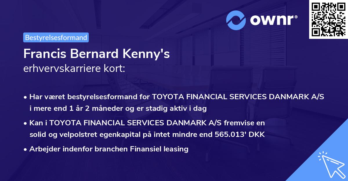 Francis Bernard Kenny's erhvervskarriere kort