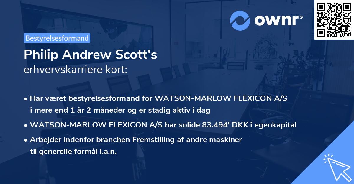 Philip Andrew Scott's erhvervskarriere kort