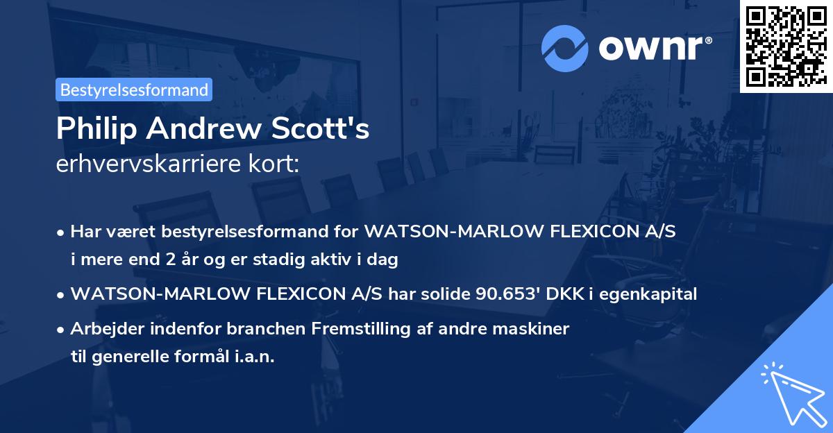 Philip Andrew Scott's erhvervskarriere kort