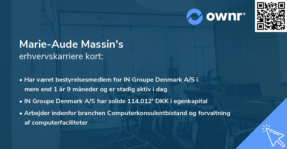 Marie-Aude Massin's erhvervskarriere kort