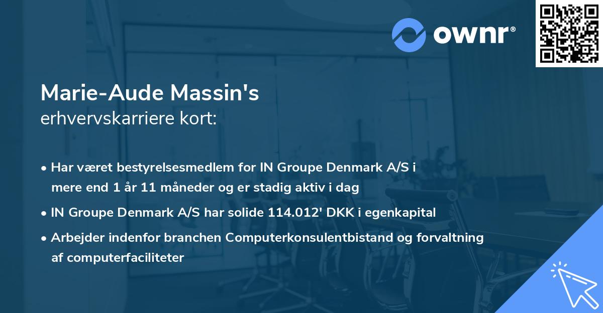Marie-Aude Massin's erhvervskarriere kort