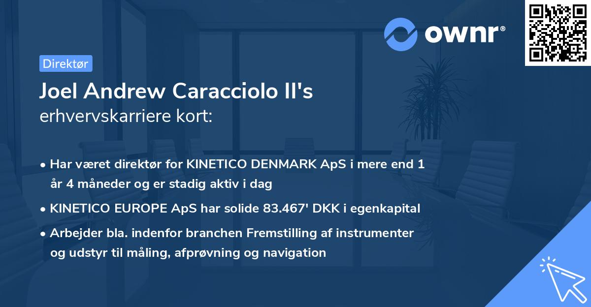 Joel Andrew Caracciolo II's erhvervskarriere kort