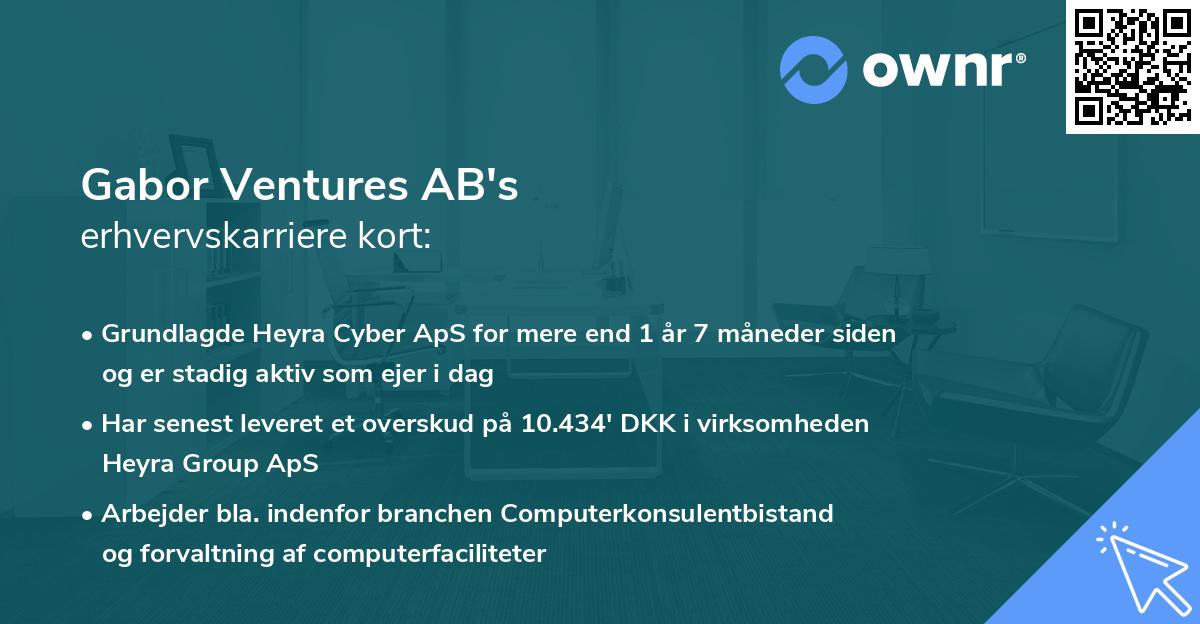 Gabor Ventures AB's erhvervskarriere kort