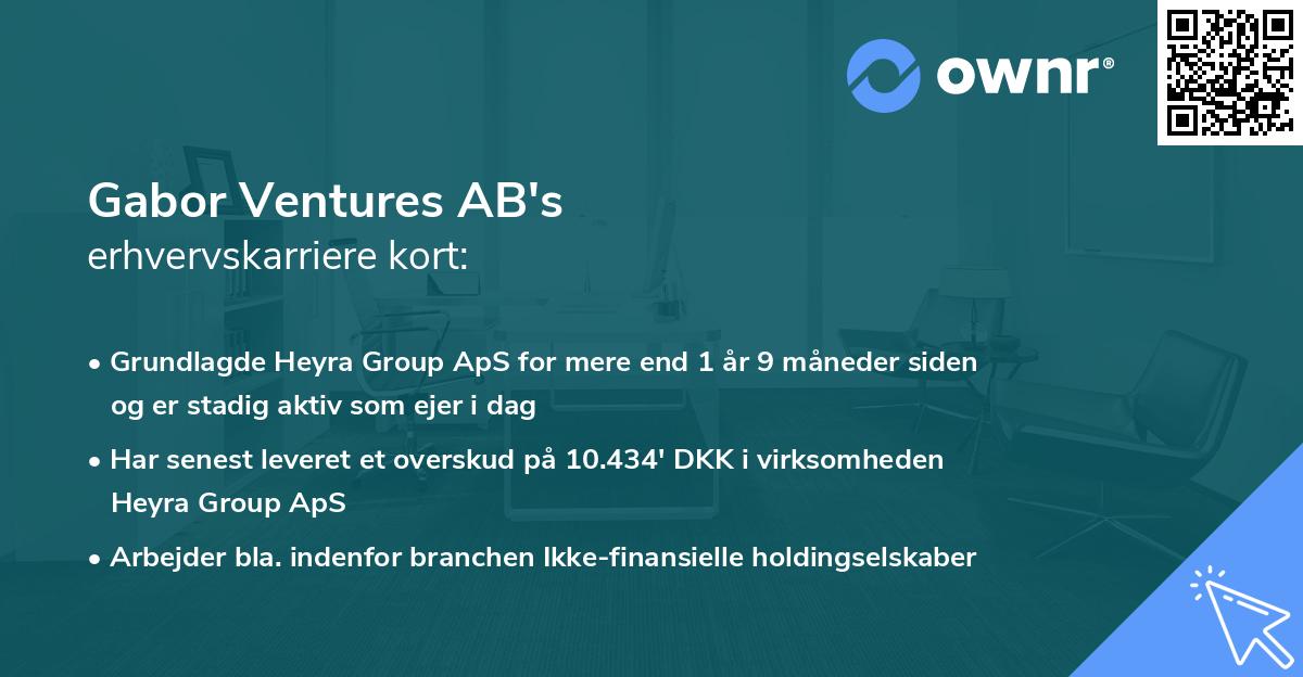 Gabor Ventures AB's erhvervskarriere kort