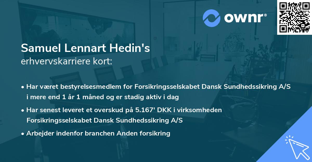 Samuel Lennart Hedin's erhvervskarriere kort