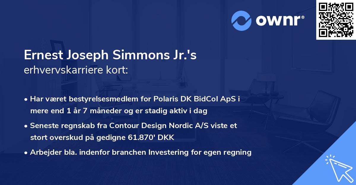 Ernest Joseph Simmons Jr.'s erhvervskarriere kort