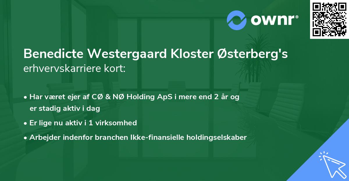 Benedicte Westergaard Kloster Østerberg's erhvervskarriere kort
