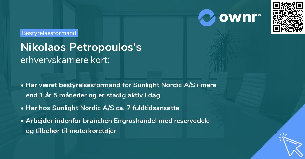 Nikolaos Petropoulos's erhvervskarriere kort