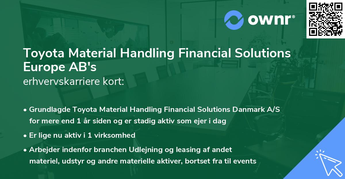 Toyota Material Handling Financial Solutions Europe AB's erhvervskarriere kort