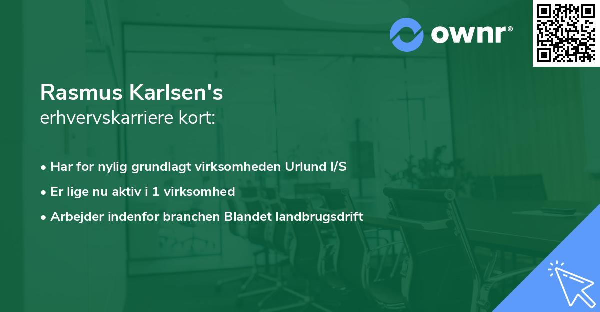 Rasmus Karlsen's erhvervskarriere kort