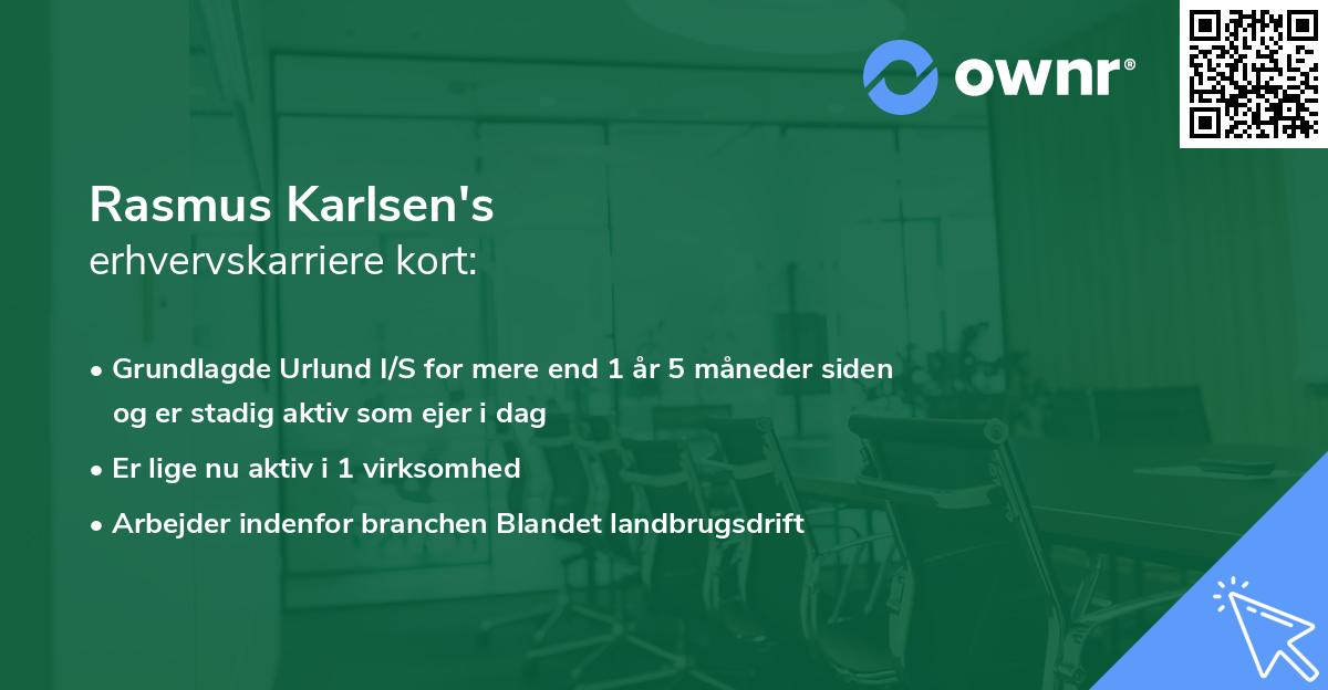 Rasmus Karlsen's erhvervskarriere kort