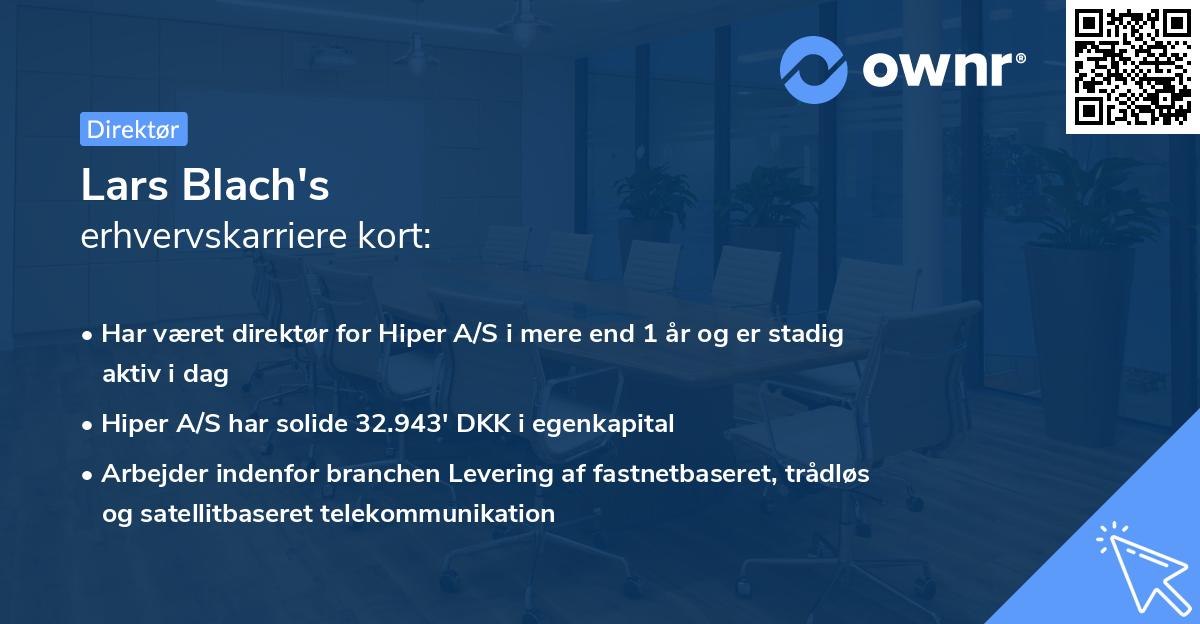 Lars Blach's erhvervskarriere kort