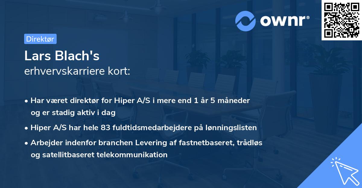 Lars Blach's erhvervskarriere kort