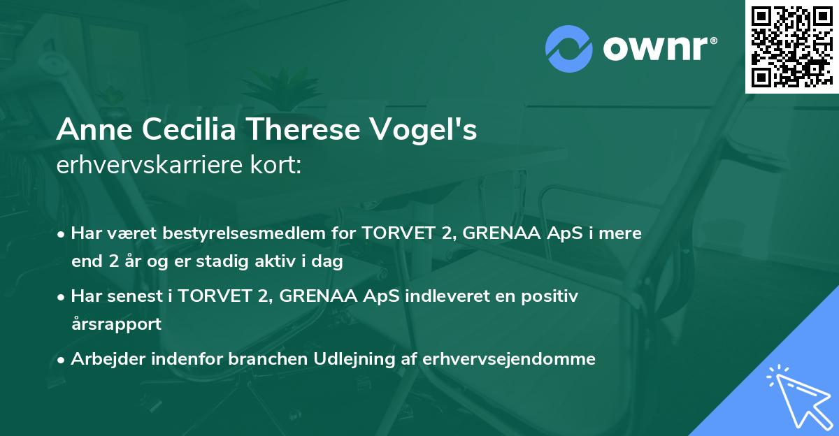 Anne Cecilia Therese Vogel's erhvervskarriere kort