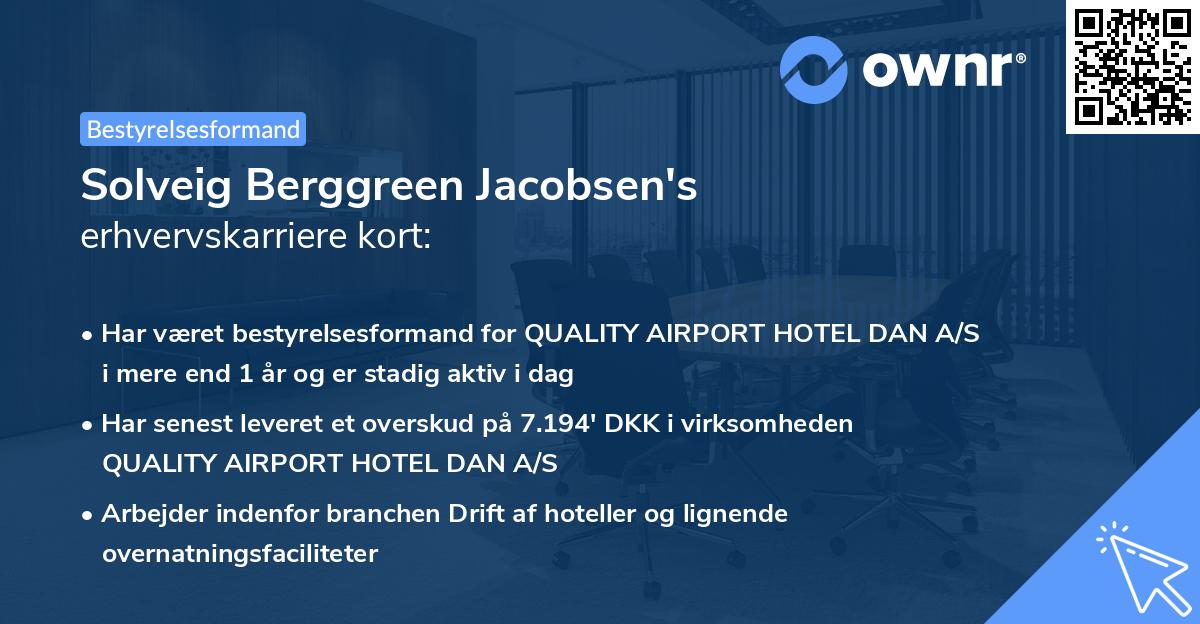 Solveig Berggreen Jacobsen's erhvervskarriere kort