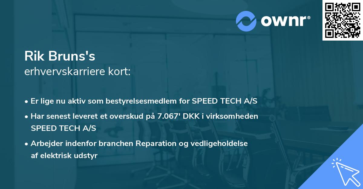 Rik Bruns's erhvervskarriere kort